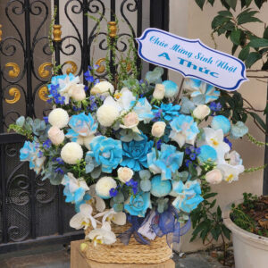 Giỏ Hoa Khai Trương "Thanh Lam Phú Quý" – Green Flower ( GF - TK02)