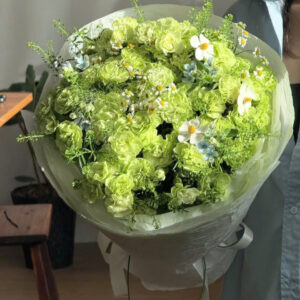 Bó Hoa Cát Tường Xanh Cốm Phối Tú Cầu – Green Healing Romance