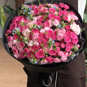 Bó Hoa Hồng Chùm Phối Tweedia Xanh – Sweet Pink Romance
