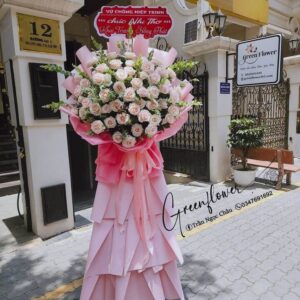 Hoa Khai Trương Hồng Kem Tone Pastel Cao Cấp